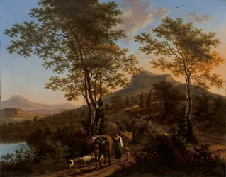 Paisaje italiano con campesinos